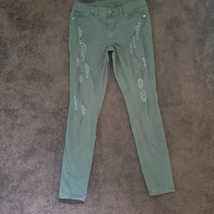 Rue 21 green ripped skinny jeans